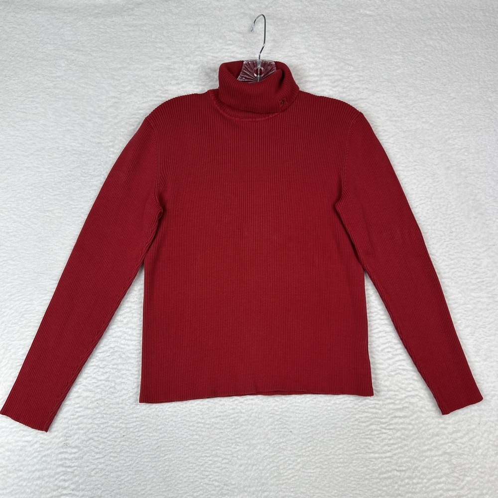 Vintage LRL Lauren Ralph‎ Lauren Ribbed Logo Turtleneck Red Size Large